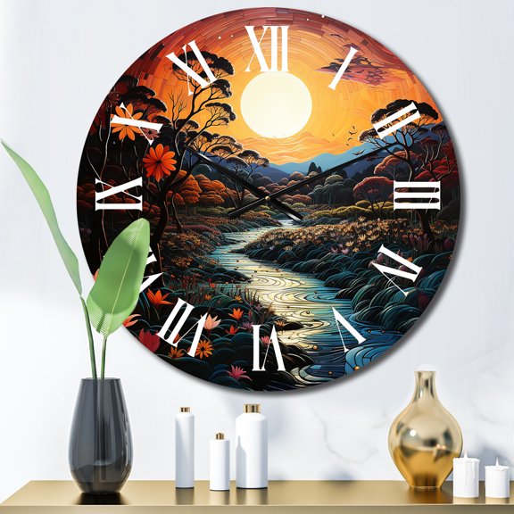 Designart "Tropical Paradise Indian Art wall decor II" Indian Oversized Wall Clock
