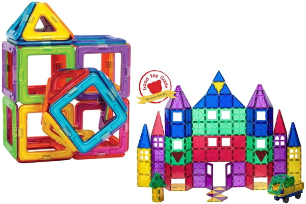 BCP 100-Piece Kids Clear Rainbow Magnetic Building Block Tiles Toy Set Multi 