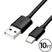 Borz 10FT USB Type C Cable Fast Charging Cable USB-C Type-C 3.1 Data Sync Charger Cable Cord for Samsung Galaxy S10 S9 S9+ Galaxy S8 S8 Plus Nexus 5X 6P OnePlus 2 3 LG G5 G6 G7 V20 HTC M10 Google Pixel XL