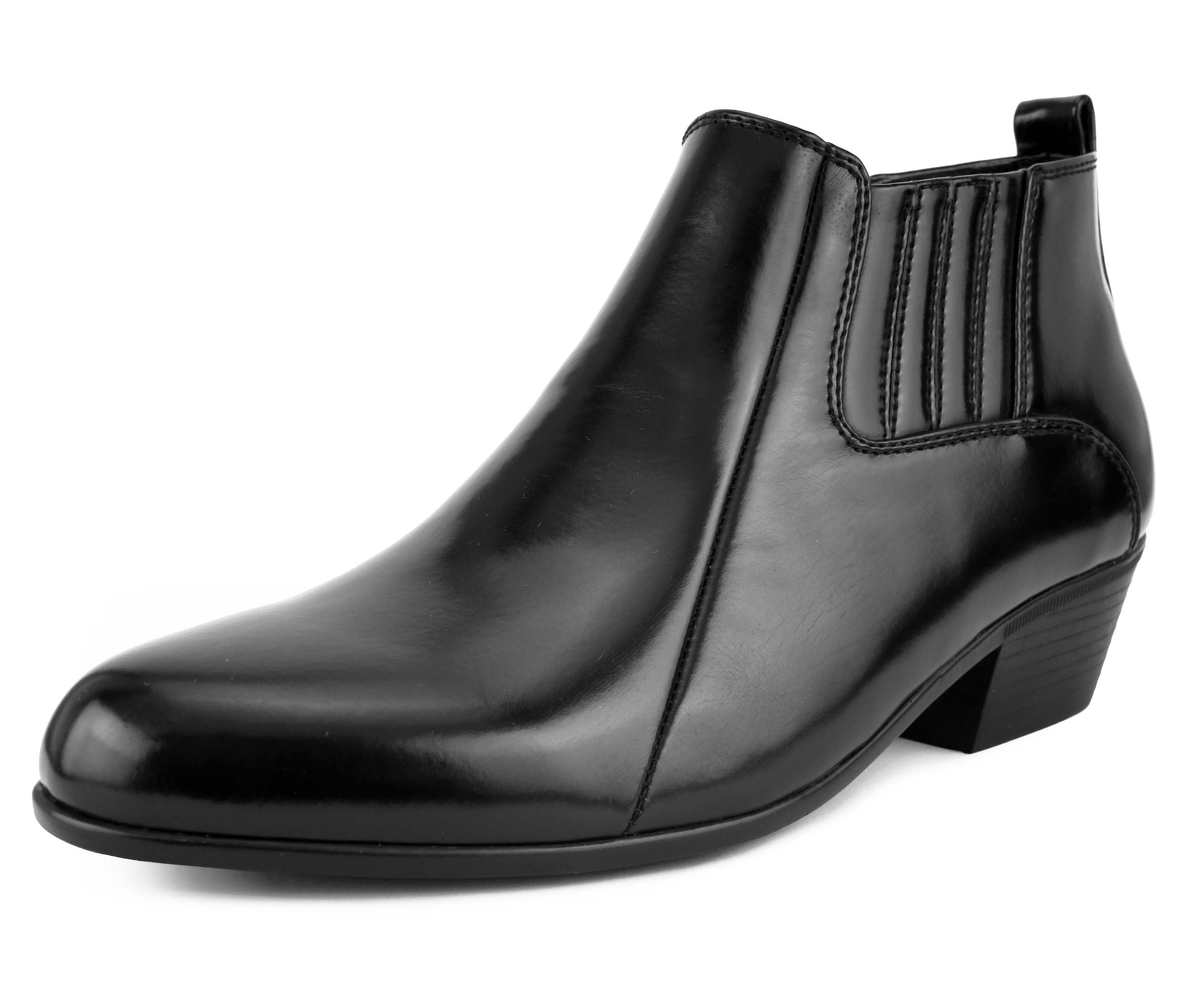 Jazamé Mens Leather Lined Ankle High Moto Zipped Chelsea Dress Boots ...