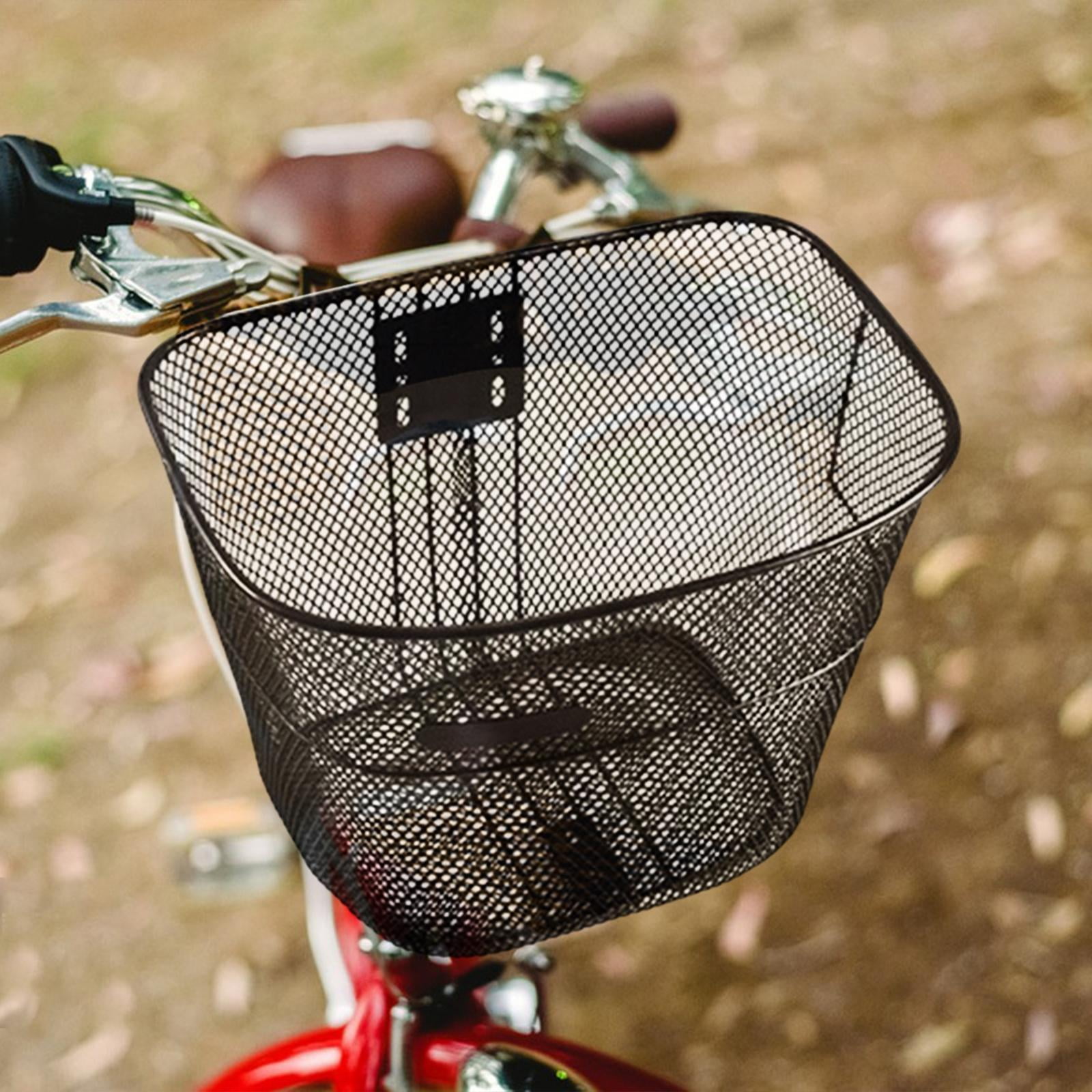 kesoto Basket Storage Container Sturdy Practical Wire Mesh Heavy Duty Sundries Carrying Bike Front Basket for Outdoor Riding 34x26x25 cm