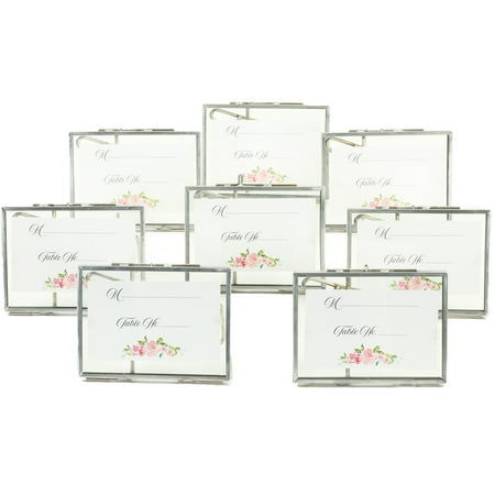 Koyal Wholesale Silver Pressed Glass Floating Photo Frames 3 x 4 Inch, 8-Pack with Stands, Horizontal / Vertical