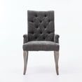 thumbnail image 6 of Upholstered Chenille Fabric Accent Chair with Armrests & Curved Solid Wood Legs Elegant Tufted Dining Chair for Dining Room Kitchen Living Room Gray Single Pack, 6 of 6