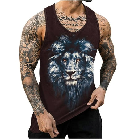 BEFOKA Mens Tank Tops Sleeveless Crew Neck Hiking Shirts Muscle Top Beach Hawaiian Casual Hawaiian Tanks Loose Fits XXXXL