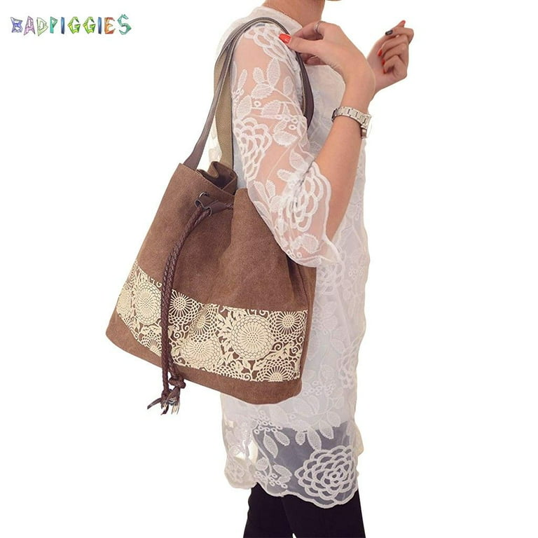 BadPiggies Women s Printing Canvas Shoulder Bag Retro Casual Handbags Messenger Bags Totes Purses