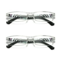 2 Pairs Womens Slim Rectangle Half Frame Blue Light Blocking Reading Glasses Readers 3.00
