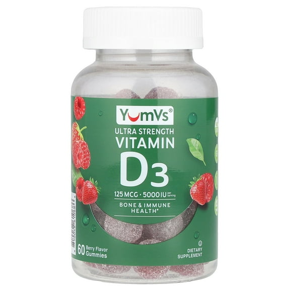 YumVs Vitamin D3, Berry, 60 Gummies (2,500 IU per Gummy)