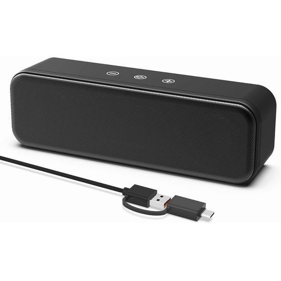 Computer Speakers for Desktop PC Laptop, Wired, USB Plug-in, External Monitor, Small Sound bar PC, Loud Speaker with Deep Bass, Touch Control, Built-in USB-C to Adapter