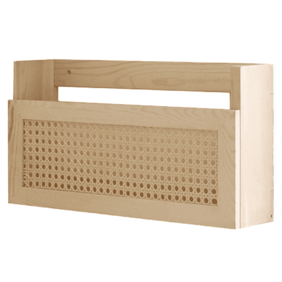 Wooden Wall-Mounted Magazine Rack, Rustic Wood Mail Sorter Organizer, 17.3 x 3.9 x 9.4 in / 44 x 10 x 24 cm, Wall Decor Storage Basket, Easy Install, for Home, Office, Wood Color