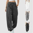thumbnail image 6 of qucoqpe Trendy High Waist Sweatpants for Women Loose Cozy Solid Joggers Pants with Drawstring Waist Fashion Sporty Gym Athletic Lounge Trousers, 6 of 6