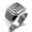 Silver, variant on Stainless Steel Letter G Initial Floral Box Monogram Engraved Engraved Square Flat Top Biker Style Polished Signet Ring