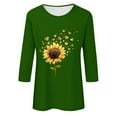 thumbnail image 4 of DDAPJ pyju Women 3/4 Sleeve Sunflower T-Shirt Cute Graphic Tees Dressy Casual Summer Blouse Three Quarter Length Pullover Tops Limited Time Sales Green M, 4 of 5