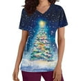 thumbnail image 5 of Feancey Womens Nursing Scrubs Trendy Christmas Tree Print Plus Size Scrub Tops Holiday Casual Short Sleeve V Neck Tshirts Comfy Loose Medical Uniforms Multicolor 3XL, 5 of 5