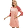thumbnail image 4 of EFINNY Women's 3/4 Sleeve Nightgowns Contrast Color Nightdress Round Neck Nightshirt Comfy Cotton Sleepshirt S-3XL, 4 of 6