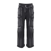 Men's Jeans Men's American Street Style Ragged Edge Spliced Straight Leg Jeans Made Old Hop Jeans Jeans De Travail Homme Grey L