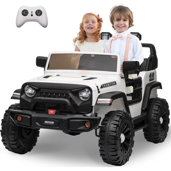 Eastvita 24V 2-Seater Ride-On Truck, Remote, 2x200W Motor, Safety Belt, LED, White