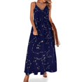 thumbnail image 1 of Vestido sin mangas con mapa estelar de astronomía y cielo nocturno para mujer, vestido de noche de lujo, 1 of 7