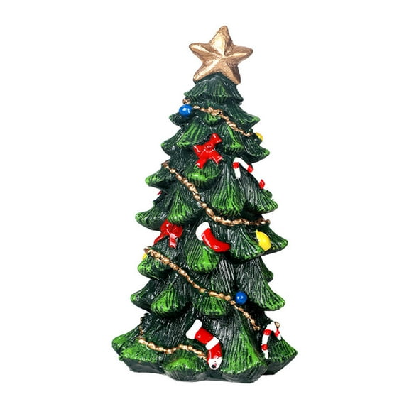 Christmas Tree Figurines Home Decorations Christmas Tree Statue - Resin Christmas Tree Sculpture Figurine with Stars Christmas Decors for Home Bedroom Holiday Party Table Craft