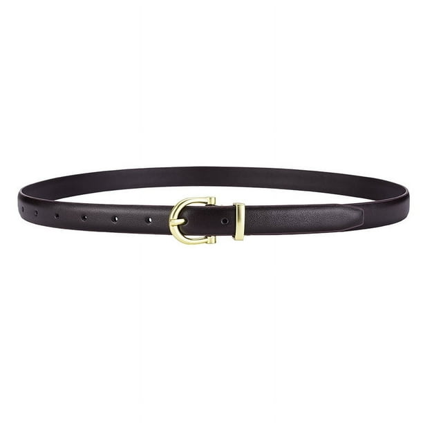Cinturón de mujer de moda para jeans, combinable con todo, cinturón de cuero genuino decorativo fino para mujer, negro simple