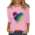 thumbnail image 1 of Mujeres Tres Cuartos de Manga Tops Suelto Ajuste Impreso Cuello Redondo Casual Blusa Camiseta Verano, 1 of 5