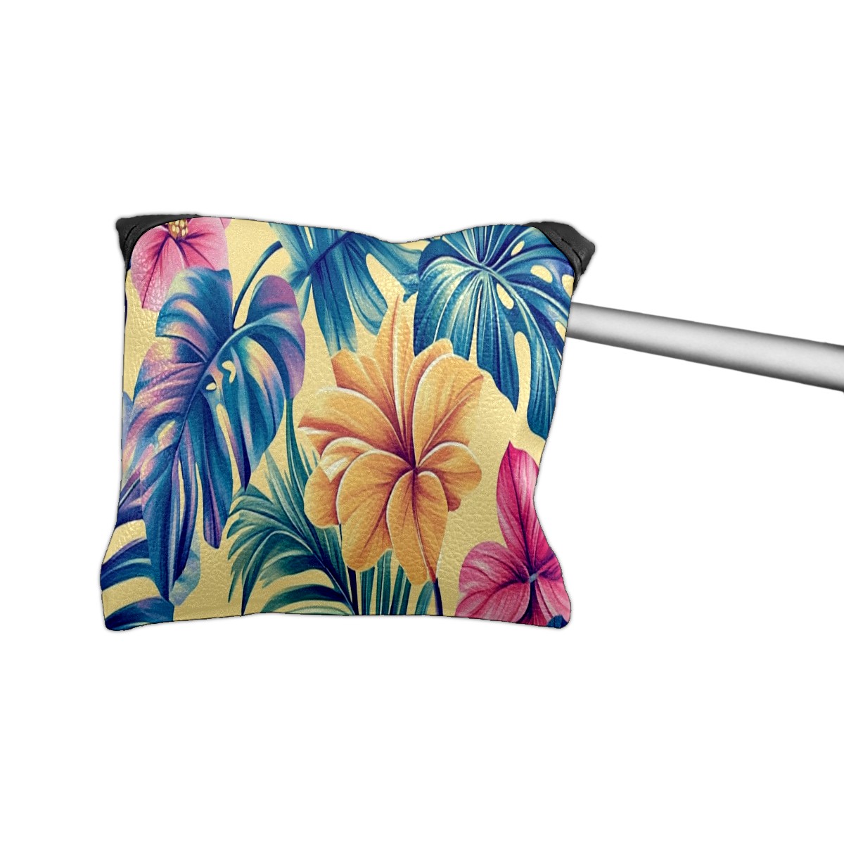 Golf Mallet Putter Cover Premium Leather Waterproof Golf Putter Head Cover with Magnetic Closure Tropical Leaves