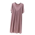 thumbnail image 2 of Hilenly Womens Nightgown Short Sleeve Sleepwear Comfy Sleepshirts Pleated Crewneck Nightshirt Comfy House Dress, 2 of 8