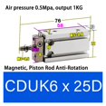 thumbnail image 2 of Anti-rotation Air Cylinder Mini Free Mount Pneumatic Cylinder Bore 6mm Built-In Magne Double Acting Micro Single Rod Cylinder ,Multifunctional, 2 of 7