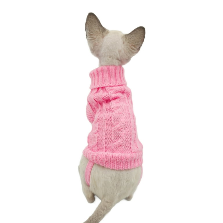 YokoKat Light Pink Turtleneck Cat Kitten Sweater Size Small Devon