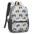 thumbnail image 2 of Monster Cartoon Truck Gray Pattern 17" School Backpacks for Teens,Waterproof Oxford Fabric,S-Shape Padded Straps for School,Travel,Hiking,Camping, 2 of 6