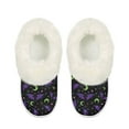 thumbnail image 2 of POLERO Purple Bats Moon Print Fuzzy Slippers for Women Indoor Soft Plush Lining, Comfort Thick Sole Warm Winter House Shoes for Home Bedroom, Size 7-8, 2 of 7