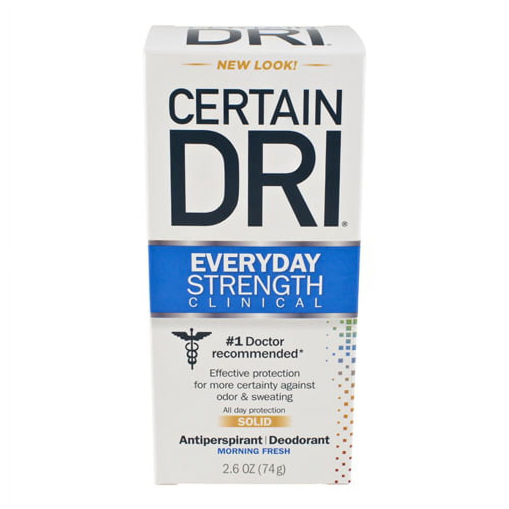 Certain Dri, Certain Dri Everyday Strength Clinical Deodorant Solid, Morning Fresh, 2.6 Oz , 6 Pack