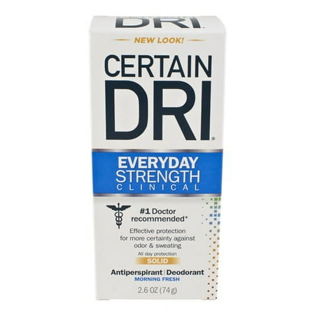 Certain Dri, Certain Dri Everyday Strength Clinical Deodorant Solid, Morning Fresh, 2.6 Oz , 6 Pack