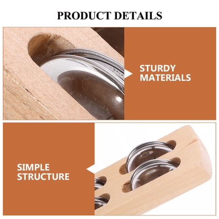 RENACLIPY Beige Wooden Metal Tambourine for Baby and Kids Safe Easy to Use Percussion Instrument 2 Pcs