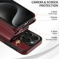 thumbnail image 5 of Allytechgroup Wallet Phone Case for iPhone 14 Plus, Built-in Shoulder Strap Lanyard Stand RFID Blocking Shockproof Protective Back Cover for iPhone 14 Plus, Winered, 5 of 7
