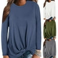 thumbnail image 1 of Plus Size Chic Lady Solid Color O Neck Long Sleeve Knotted Knitted Sweater Top, 1 of 8
