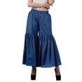 thumbnail image 2 of Moomaya Women's Elastic Waist Sharara Pants Cotton Loose Solid Color High Waist Dance Bottom, 2 of 6