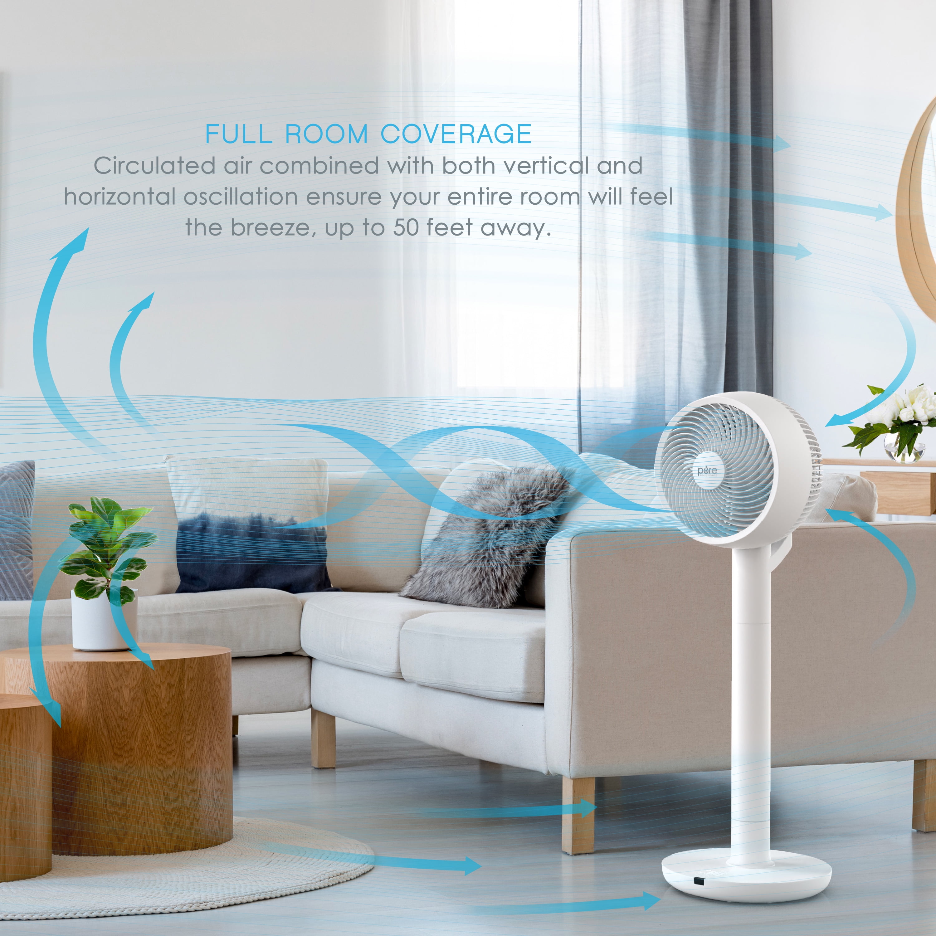 Pure Enrichment 2-in-1 Circulating Floor u0026 Desk Fan - 24 Fan Speeds,  Vertical and Horizontal Oscillation, Optional Remote Control Operation,  Auto-Off Timer and Sleep Mode - Ideal for the Whole House - Walmart.com