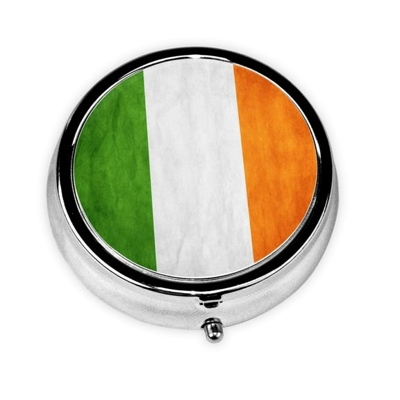 Irish Flag Round Pill Box Small Pill Case For Purse Pocket Medicine Organizer Travel Pillbox Portable Pill Container