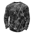 thumbnail image 2 of Gaukiv Long Sleeve Tops for Men Camo Print Waffle Knit Crew Neck Breathable Shirts Layer Blouses Black L, 2 of 5