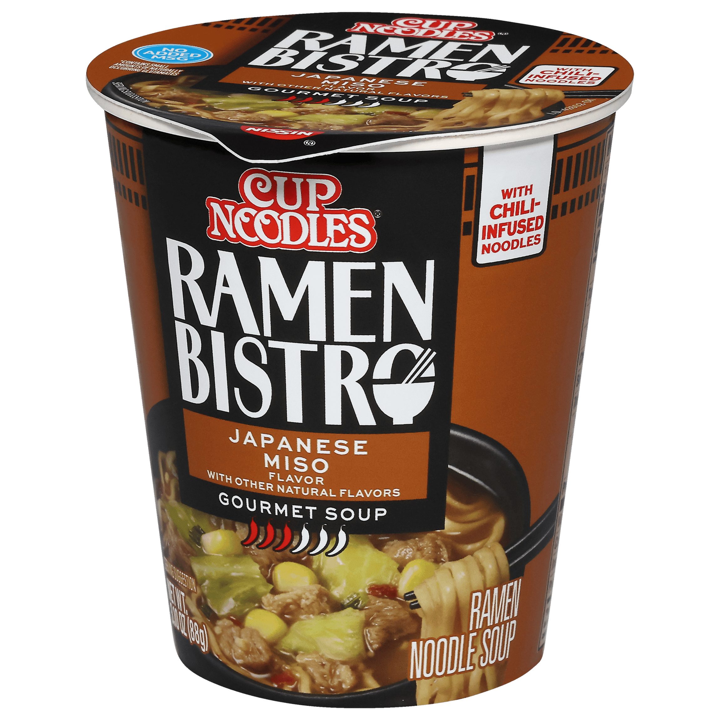 (6 pack) Nissin Cup Noodles Ramen Bistro Ramen Noodle Soup, Japanese Miso Flavor, 3.10 oz Cup, Shelf-Stable