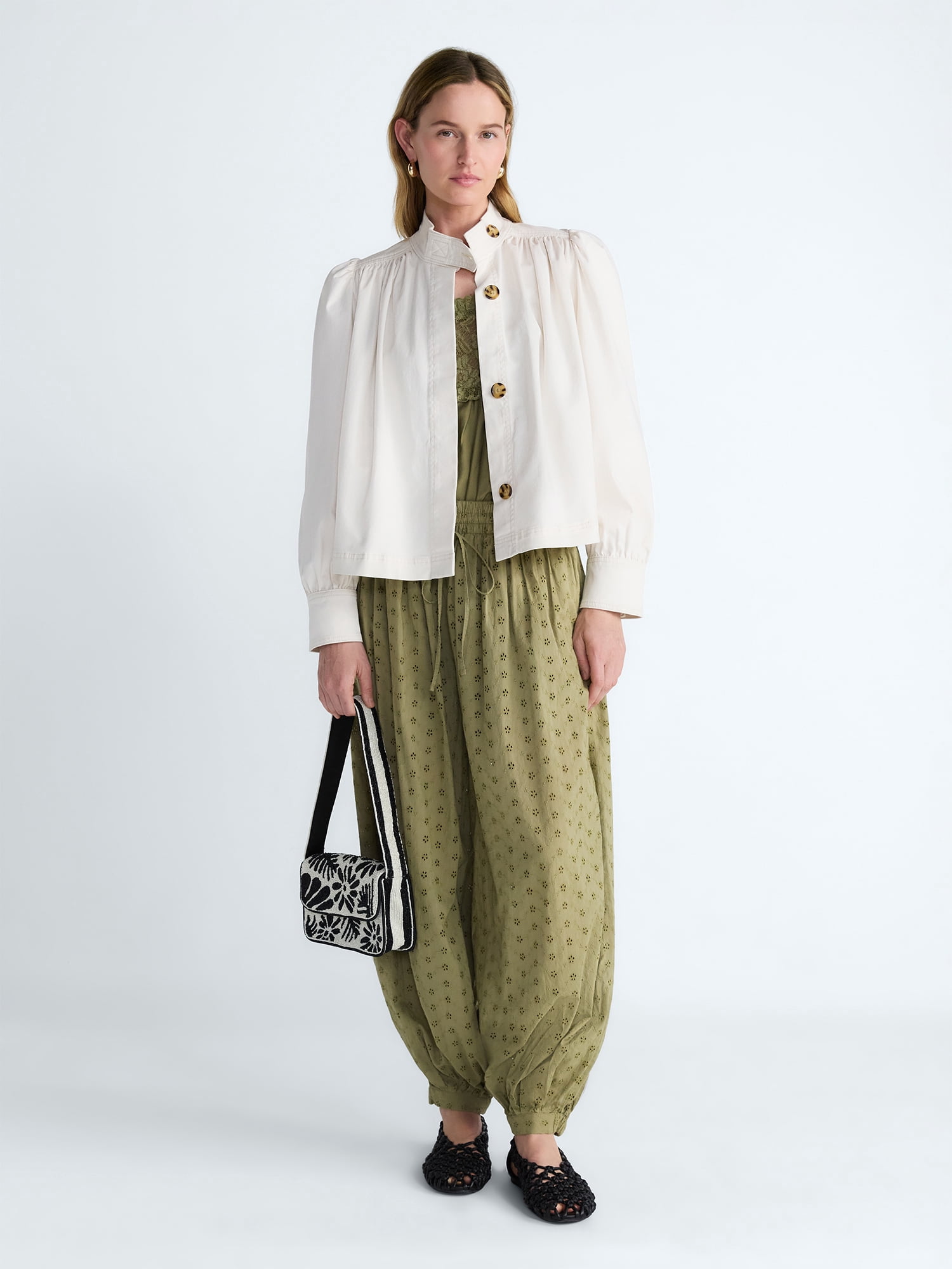 Scoop Women’s Cropped Ruched Jacket, Sizes XS-XXL