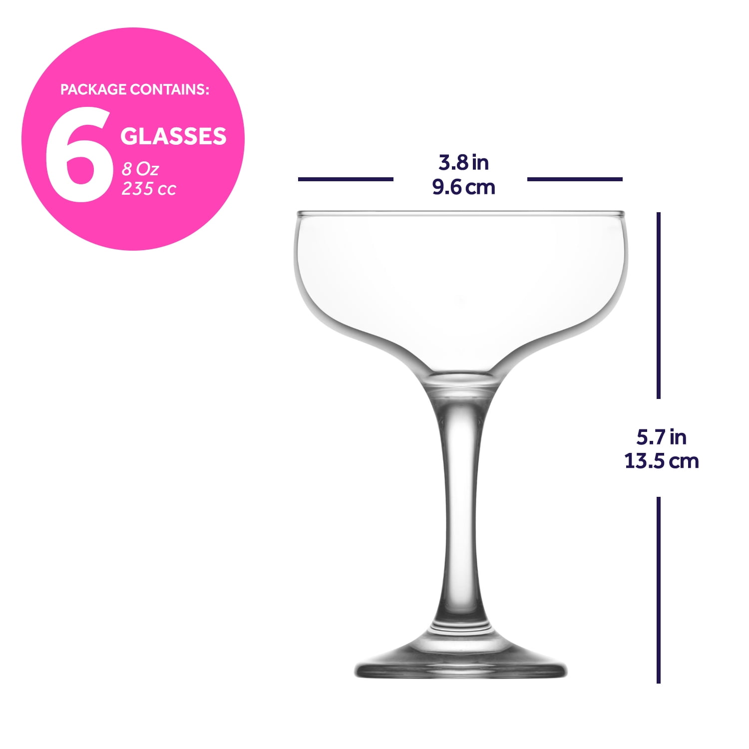 6pcs Veuve Clicquot Wine Party Champagne Coupes Glass Vcp