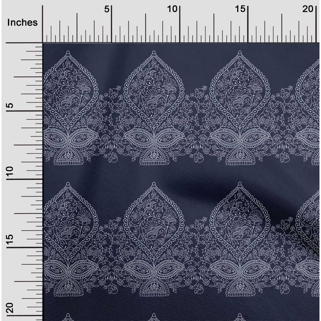 oneOone Cotton Flex Fabric Leaves & Floral Block Printed Craft Fabric BTY 40 Inch Wide