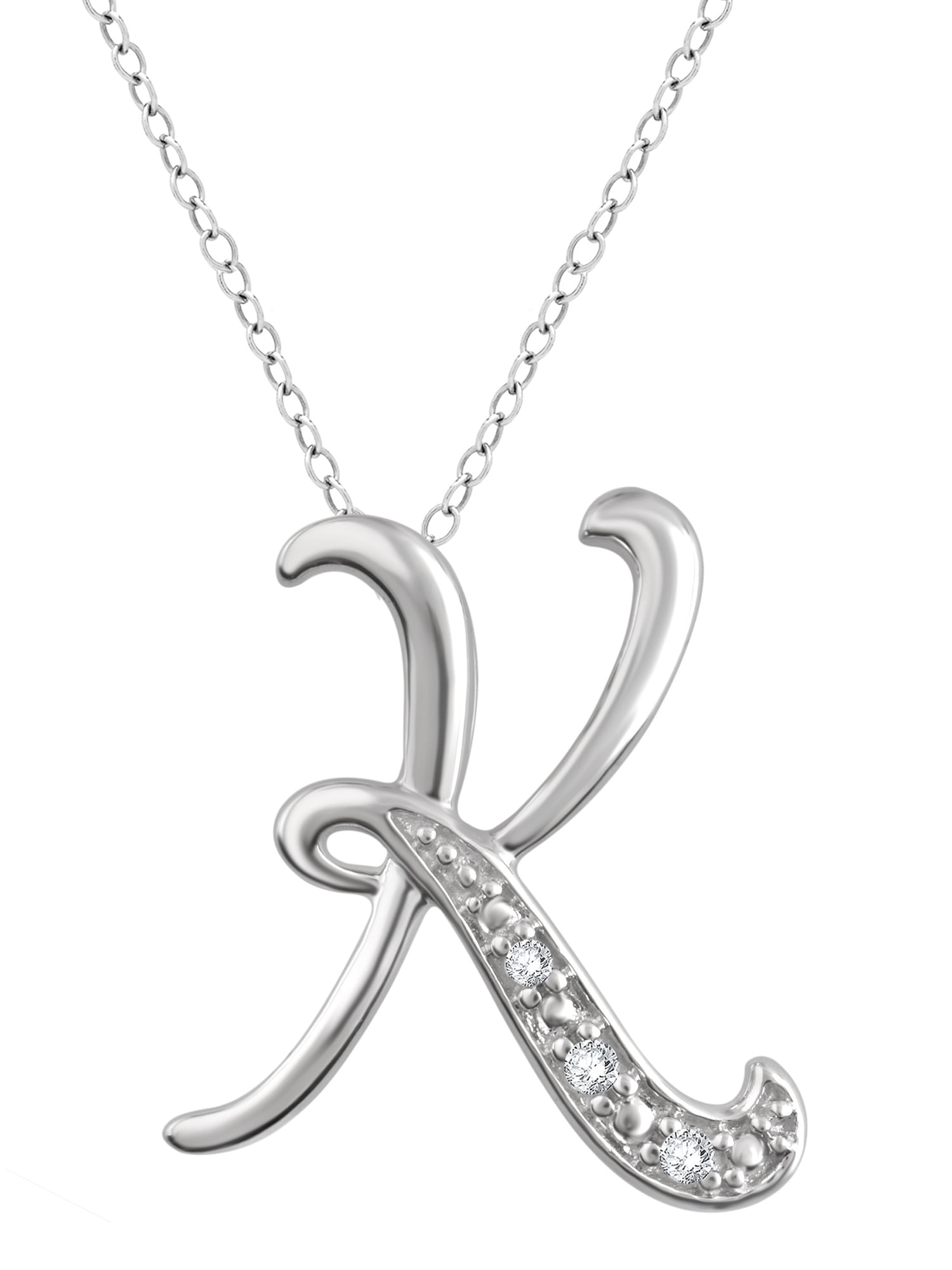 DiamondMuse - Diamond Accent Initial letter K Pendant Necklace in