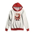 thumbnail image 4 of Fiaer Christmas Hoodie for Women Trendy Oversized Cute Santa Graphic Hooded Sweatshirts Long Sleeve Baggy V Neck Long Sleeve Tops with Pockets 4-White XS, 4 of 4