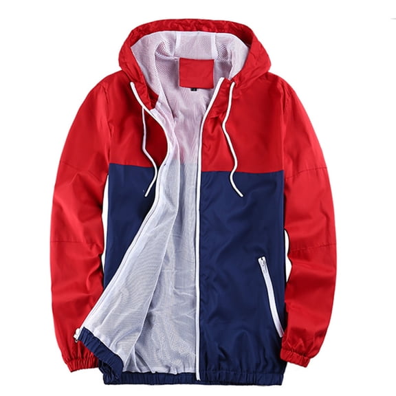 Zysthvn Athletic Jackets for Men Lightweight Casual Winter Outdoor Mens Sports Coat with Pockets Color Block Hiking Full Zip Hooded