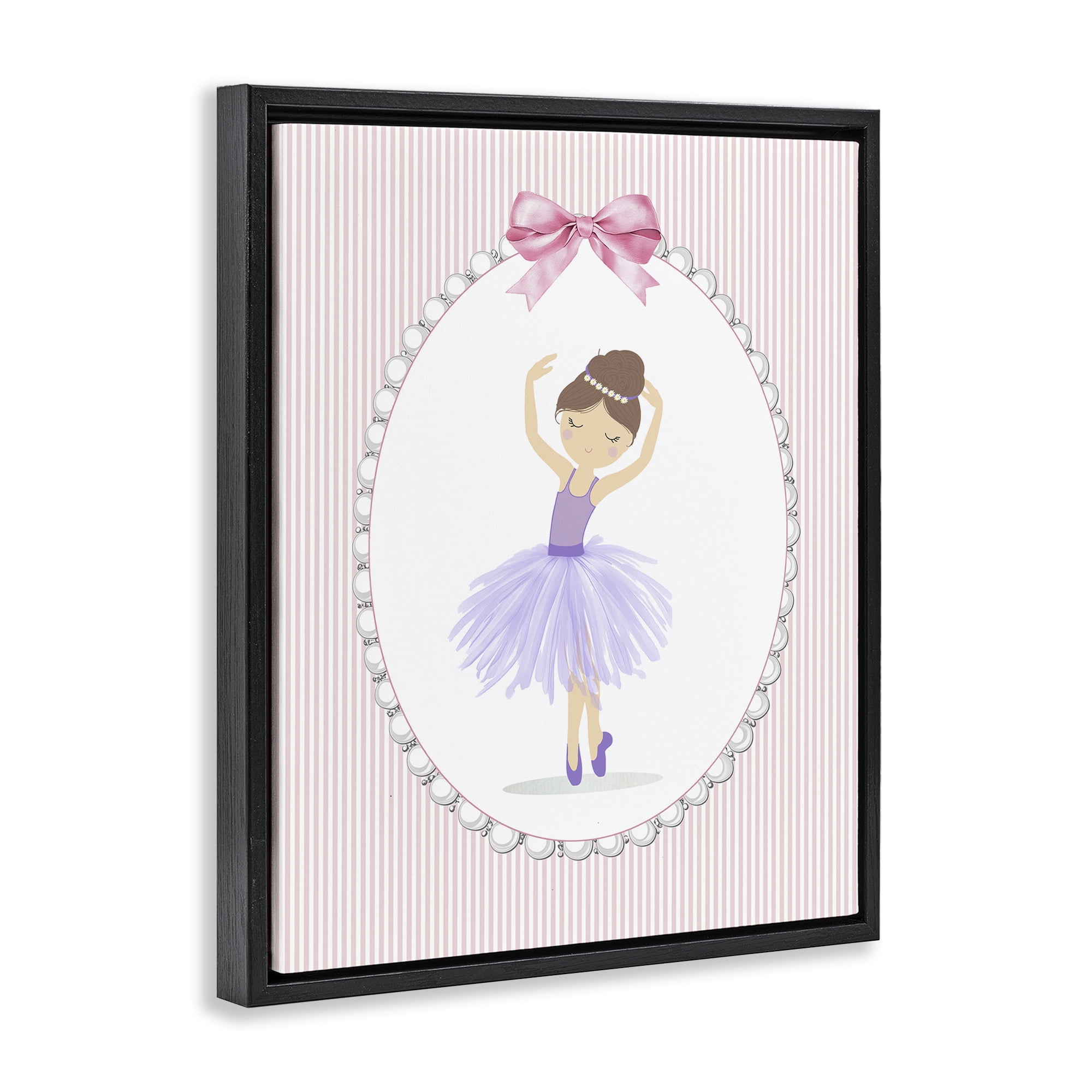Stupell Industries Graceful Dance on Stripes Black Framed Floater Canvas Wall Art, design by Christine Simpson Art