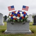 thumbnail image 5 of FHLFN717 Artificial Satin Saddle Flower Memorial Day Tombstone Decoration,Silk Flower Cemetery Decor 60cm Outdoor Grave Ornament, 5 of 7