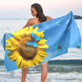 thumbnail image 6 of Coolnut Bright Sky Sunflower Butterfly Beach Towel Fast Drying Camping Towels Sand Free Beach Blanket Soft Absorbent Travel Sport Towel for Gym Bath Shower Swimming 30" x 60" Washcloth Gift, 6 of 7