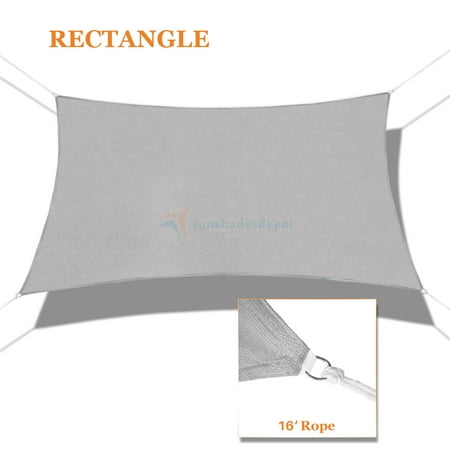 Sunshades Depot 9' x 22' Sun Shade Sail Rectangle Permeable Canopy Light Gray / Light Grey Custom Size Available Commercial Standard